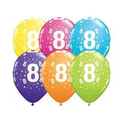 Age 8 Tropical Balloons - 11" Latex (6ct)