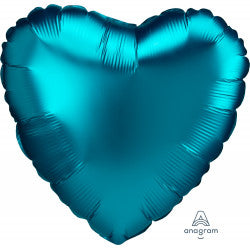 Aqua Satin Luxe Heart Balloon - 18" Foil