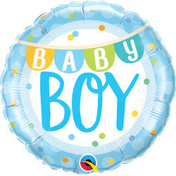 Baby Boy Banner & Dots Balloon - 18" Foil