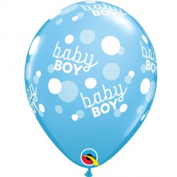 Pale Blue Baby Boy Blue Dots-A-Round Balloons - 11" Latex (6ct)