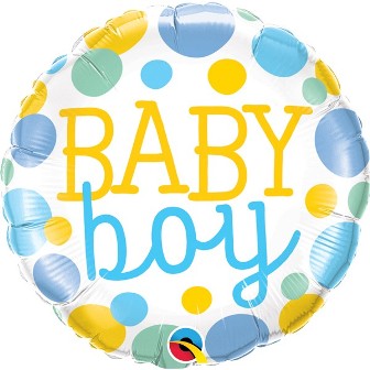Baby Boy Dots Balloon - 18" Foil