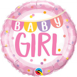Baby Girl Banner & Dots Balloon - Foil