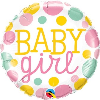 Baby Girl Dots Balloon - 18" Foil