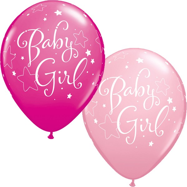 Pink & Wild Berry Baby Girl Stars Balloons - 11" Latex (25ct)