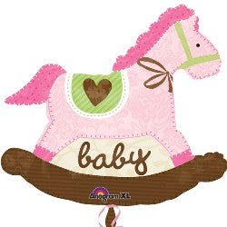 Baby Pink Rocking Horse Supershape Balloon - Foil