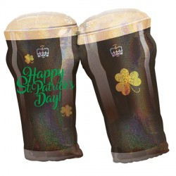 St. Patrick's Beer Glasses Balloon - Foil shape 26"/66cm w x 28"/71cm