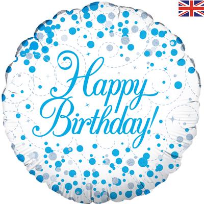 Blue Holographic Sparkling Fizz Birthday Balloon - Foil