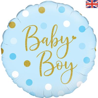 Sparkling Baby Boy Dots Holographic Balloon - 18" Foil