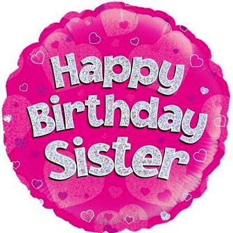 Holographic Happy Birthday Sister Balloon - 18" Foil