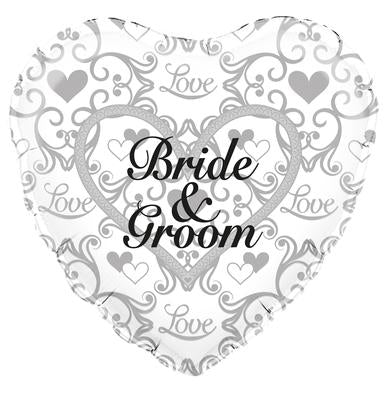 Bride & Groom Filigree Balloon - 18" Foil