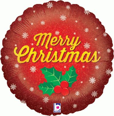 Golden Christmas Holographic Round - 18" Foil