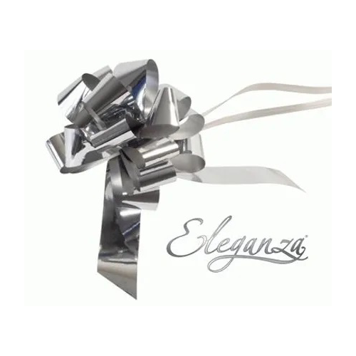 Metallic Silver Poly Pullbows - 30mm (30ct)