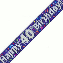 Happy 40th Birthday Streamers Banner - (6ct)