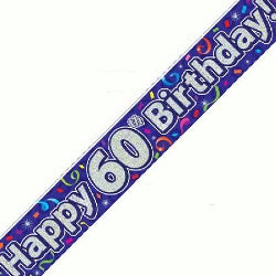 Happy 60th Birthday Streamers Banner - (6ct)