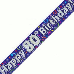 Happy 80th Birthday Streamers Banner - (6ct)