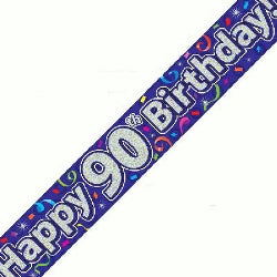 Happy 90th Birthday Streamers Banner - (6ct)