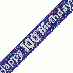 Happy 100th Birthday Streamers Banner - (6ct)