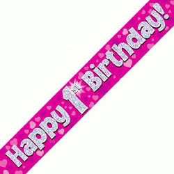 Pink 1st Birthday Banner - (6ct)