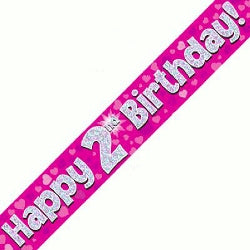 Pink 2nd Birthday Banner - (6ct)