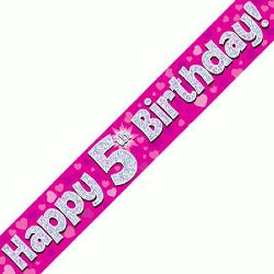 Pink 5th Birthday Banner - (6ct)