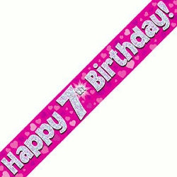 Pink 7th Birthday Banner - (6ct)