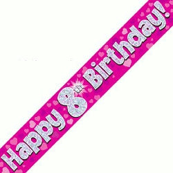 Pink 8th Birthday Banner - (6ct)