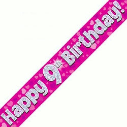 Pink 9th Birthday Banner - (6ct)