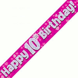 Pink 10th Birthday Banner - (6ct)