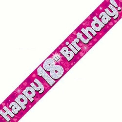 Pink 18th Birthday Banner - (6ct)
