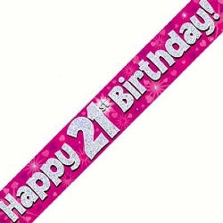 Pink 21st Birthday Banner - (6ct)