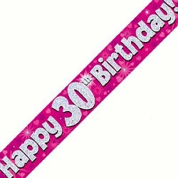 Pink 30th Birthday Banner - (6ct)