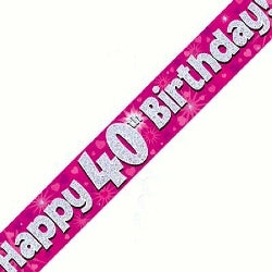 Pink 40th Birthday 9ft Banner - (6ct)