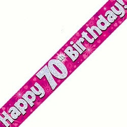 Pink 70th Birthday Banner - (6ct)