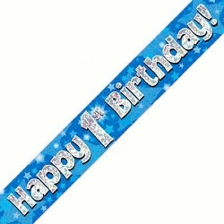 Blue 1st Birthday Banner - (6ct)