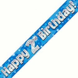 Blue 2nd Birthday Banner - (6ct)