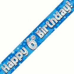 Blue 6th Birthday Banner - (6ct)