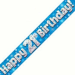 Blue 21st Birthday Banner - (6ct)