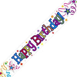 Happy Birthday Ribbons & Stars Banner - 9ft (6ct)