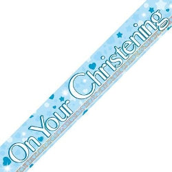 On Your Christening Boys Banner - (6ct)