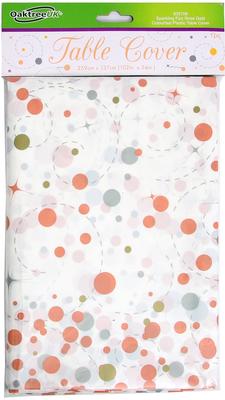 Sparkling Fizz Rose Gold Colourfast Plastic Table Cover - (137cm x 2.68m) (1ct)