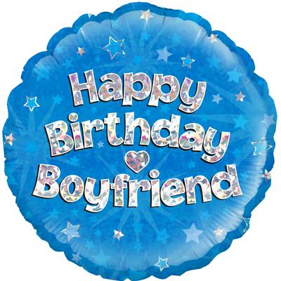 Holographic Happy Birthday Boyfriend Balloon - 18" Foil