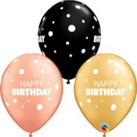 Onyx Black, Gold & Rose Gold Big & Little Dots Birthday Balloon - 11" Latex (25ct)