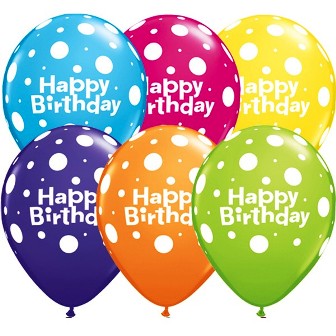 Tropical Assorted Big Polka Dots Birthday Balloons - 11" Latex (25ct)