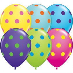 Colourful Assortment Big Polka Dots Balloons - 11" Latex (50ct)