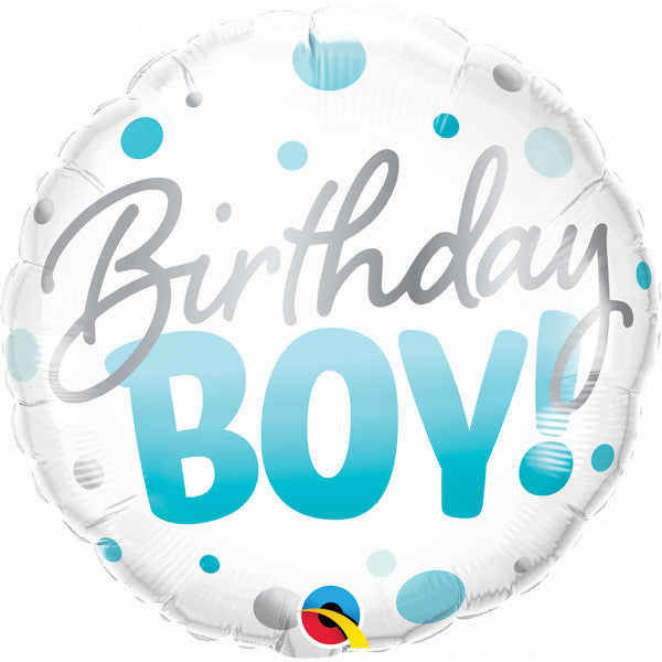 BIRTHDAY BOY Blue Dots Standard Balloon - 18" Foil