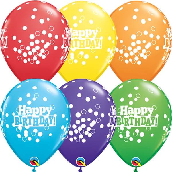 Rainbow Assorted Confetti Dots Birthday Balloon - 11" Latex (25ct)