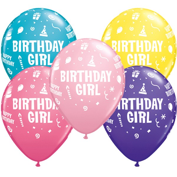 Birthday Girl Balloons - 11" Latex (25ct)
