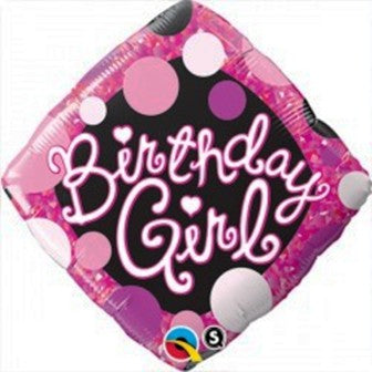 Pink & Black Birthday Girl Balloon - 18" Foil
