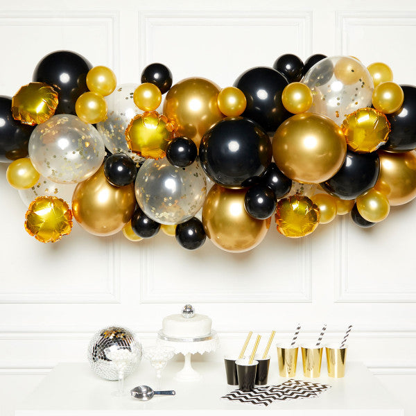 Black, Gold & Silver Diy Garland Balloon Kit - (Contains 66 Balloons)