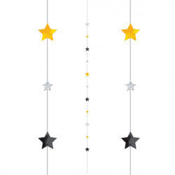 Black/Silver/Gold Stars Balloon Fun Strings - 1.82m